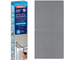 tesa INSECT STOP Clip-on Frame Fly Screen for Windows - verstelbaar frame, glasvezelnet, zelfklevende clips, antraciet - 120 x 240 cm