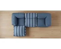 Mixi Striped Corner Sofa for Garden Modular, 4-Seater, Blue-Industrohome