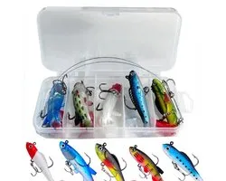 Kunstaasset – pluggen met haak - Kunstaas set voor roofvis - Softbaits – Visloodjes - Vishaken - Vis spullen - incl. Tacklebox - perfect voor snoek / baars -LOUZIR