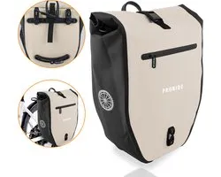 Proride® Enkele Fietstas - 100% Waterdicht - 28 Liter - Pakaftas Elektrische Fietsen - Schoudertas - Inclusief Schouderband en Laptophoes - Bagagedrager - Reflector - Magnetische sluiting - Beige - Fietszakken