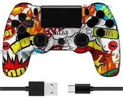Namajunas - Manette sans fil compatible avec PS4/Pro/Slim/PC - Gamepad Bluetooth - Compatible avec Playstation 4 - Capteur six axes - Barre lumineuse LED et fonctionnalité écran tactile - Entrée prise audio - Accessoires de jeu