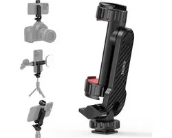 Sounix Telefoonhouder voor statief - 360º Draaibare - Cold Shoe Mount - Universeel tot 9cm breed - 1/4 inch schroefaansluiting - Zwart
