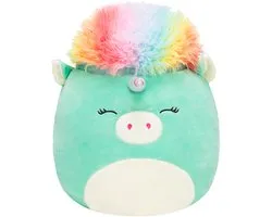 Squishmallows - Large Plush 35cm Teal Unicorn With Rainbow Hair