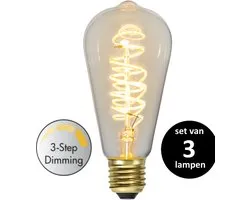Ampoule LED Edison Star Trading - E27 - 3 positions - Wit super chaud <2200 K - 4 Watt - remplace une ampoule halogène 35 W - lot de 3