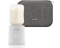 LUVION® Draagbare Flessenwarmer Ultra Pro + Protection Case - Wit - Speciale roerfunctie voor gelijkmatig opwarmen van borstvoeding en mixen van kunstvoeding - Geschikt voor nagenoeg alle merken babyflesjes - Onderweg draadloos je baby fles verwarmen