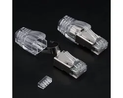 Allecto plus - 12 embouts CAT7 pour câble réseau RJ45 - Fiches blindées métalliques - Connecteurs à sertir FTP 8P8C avec gaines anti-traction - Trou de filetage 1,5 mm