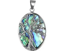 Paua schelp abalone hanger levensboom, 925 zilver, 208202 BDL