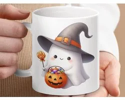 Mok, Halloween Ghost Mug, Witch Hat, Pumpkin Basket, Kawaii Spooky Ghost, Halloween Candy Treats, Cute Halloween Design, Autumn Decor