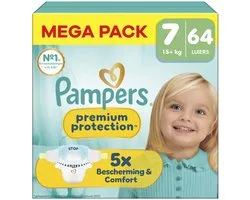 Pampers - Premium Protection - Taille 7 - Mega Pack - 64 couches - 15+KG