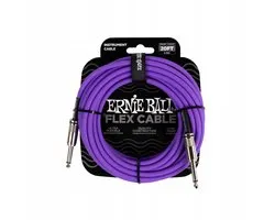 Ernie Ball Flex - Instrumentkabel - Jack Recht/Haaks - 6 Meter - Paars - 95% Afscherming - PVC Mantel