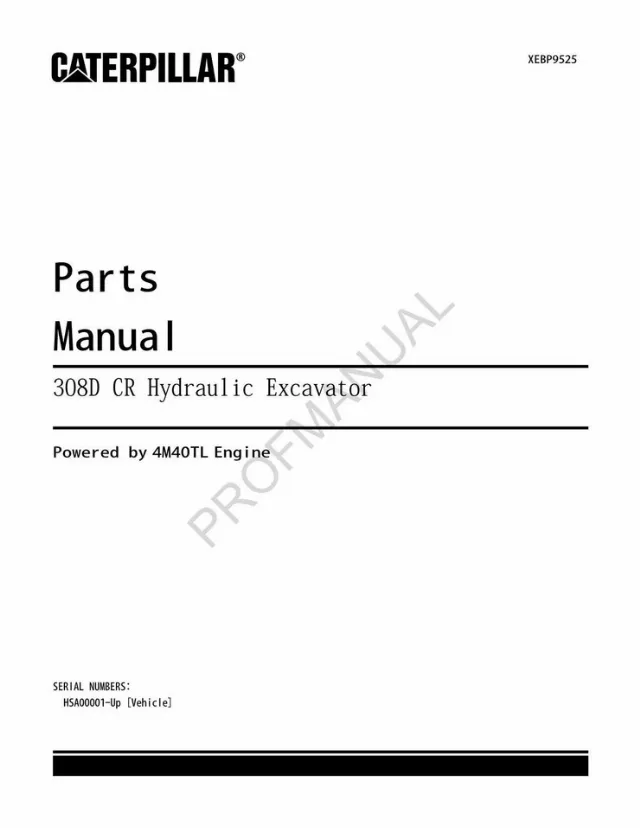 Caterpillar Cat 308D CR Hydraulic Excavator Parts Catalog Manual