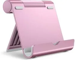 Tablet Standaard, Verstelbare Draagbaar Houder, Bureau Tablethouder Tabletstandaard Dock Holder voor iPad/iPad Pro/Air/Mini, Galaxy Tab A8/A7 Lite/A7/S8/S7, Tab/Phones(4-13"), Rosé Goud