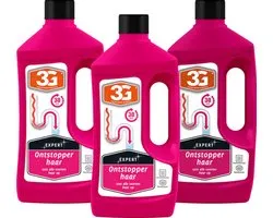 3x 3G Professioneel Expert Ontstopper haar - Haarontstopper - 1000 ml - Afvoer Ontstopper - Riool Ontstopper - Vloeibare Ontstopper - Badkamer - Doucheputje - 3-Pack