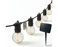 Calex Vista Solar Lichtsnoer voor buiten 10 meter - LED Lichtslinger met 20 lampjes - Warm Wit Licht - Zonne-energie Tuinverlichting - Sfeerverlichting voor de kerstdagen