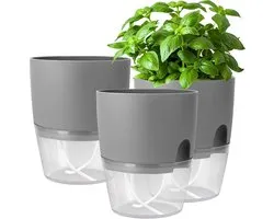 Famanu - Kruidenpot, keukenset, vensterbank, zelfbewaterend, set van 3, kruidentuin voor de keuken, 18,2 x 11 x 15,3 cm, voor verse keukenkruiden