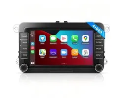 ESSGOO Volkswagen CarPlay-scherm - 4 + 64 GB - met Apple CarPlay en Android Auto (draadloos) - plug-and-play - voor Volkswagen, Škoda en SEAT - Golf, Polo, Tiguan, Touran, Caddy, Jetta, Passat, T5 - 7 inch touchscreen - Bluetooth, GPS, wifi, SWC
