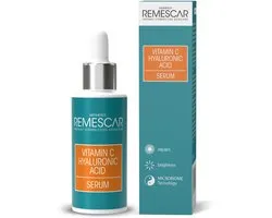 Remescar Vitamine C Serum met Hyaluronzuur, 45% Complex - Herstellende en hydraterende serum, Gezichtsverzorging collageen serum voor een stralende huid, met Microbiome Technologie, 30 ml
