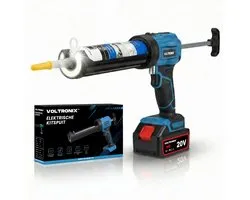VOLTRONIX™ Elektrische Kitspuit op Accu 20V – Accu Kitpistool 290-310 ml – Draadloos Kitpistool – duwkracht 1.18kN/120kg – Anti-Drip Systeem – Variabele Snelheidsregeling – Geschikt voor Gangbare Kitpatronen – Inclusief Accu, Oplader & Handleiding.