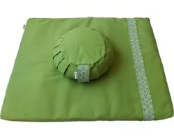 Set de méditation avec kussen zafu (Vert) |Tapis de méditation Zabuton et coussin de méditation Zafu|produit de manière éthique à partir de coton 100% biologique (certifié GOTS) | A 2 couches | Disponible en 6 couleurs naturelles