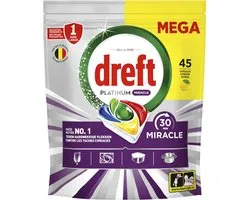 Dreft Platinum Miracle All In One Vaatwastabletten - 30 Minute Miracle - 45 stuks