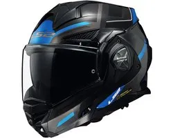 LS2 FF901 Advant X Spectrum Zwart Titanium Blauw Systeemhelm - Maat XL - Helm