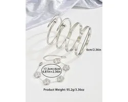 Empress Armour set Silver/Silver Stainless Steel Bangle Set/ Armband Set / Bracelet Set- Waterproof Fashion Jewelry with Secure Clasp