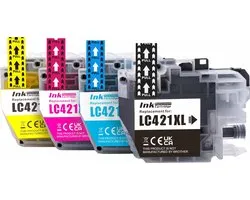 Cartouches d'encre adaptées à Brother LC-421XL | Multipack de 4 pièces Convient pour Brother DCP-J1050DW - MFC-J1010DW - DCP-J1140DW