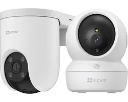 EZVIZ H8c Pro 4K + H6c Pro 4K Caméra de sécurité - 4K Intérieur & Extérieur - Caméras 360° avec détection par IA - Blanc - 2 pièces
