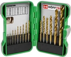 Jeu de forets Höfftech - forets à métaux - foret à fer HSS 1,5 à 10 mm - 15 pièces