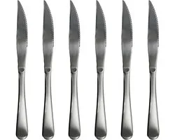 Steakmessen - 6 Stuks - RVS - Vaatwasserbestendig - Steak bestek - Messenset - Vleesmessen - 23 cm - RVS