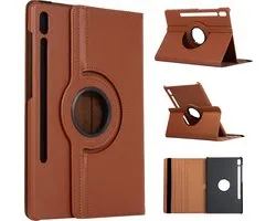 Book Cover Geschikt voor: Samsung Galaxy Tab S8 Plus 2022 / S7+/ S7 Plus / Tab S7 FE 5G 12.4 inch 2020 Draaibaar Hoesje - Multi stand Case - Bruin
