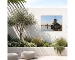 Art for the Home Buitencanvas Nederlandse Molens aan het water
