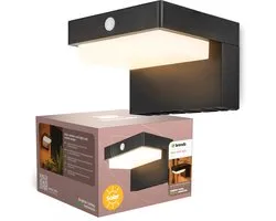 Brendz Lampe Solar d'extérieur avec détecteur de mouvement, 400 lumens, résistante à l'eau IP44, 2 modes d'éclairage, lumière Wit chaude 3000 K, applique murale Solar LED d'extérieur, lampe d'extérieur avec détecteur de mouvement, Lima