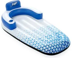Bestway Matelas Gonflable Piscine - Hydro Force Indigo Wave Lounge - 183 x 97 CM - Matelas Gonflable 1 Personne - avec Dossier, Accoudoirs et Porte Gobelet - Blauw/ Wit