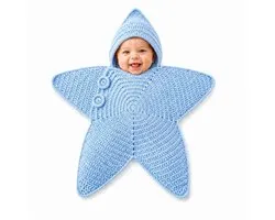 Ryoudavell - gigoteuse pour bébé en étoile tricotée à la main - gigoteuse pour bébé en étoile - couverture au crochet - couverture enveloppante pour nouveau-né - Baby Starfish Onesie - convient aux bébés de 3 à 9 mois - bleu