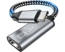 USB-C naar HDMI, type C naar HDMI, 4k adapter, geschikt voor Thunderbolt 3, video-en audio-output, voor iPhone 15 Pro/15 Pro Max, MacBook Pro/Air, Pixelbook, Surface Book, iPad Pro, XPS,