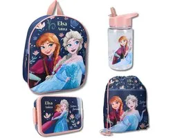 Frozen Schooltas Set 4-Delig – 3D Rugzak, Gymtas, Broodtrommel & Drinkfles – Schoolset Meisjes