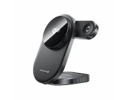 Swissten Magbase 3 in 1 Draadloze Oplader Opvouwbaar - 27W - Geschikt voor iPhone 12/13/14/15/16/17, Airpods en Apple Watch - Zwart