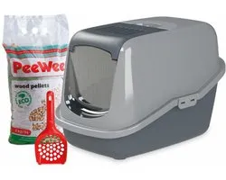 PeeWee EcoHus Starter Kit - Litière pour chat - Gris - 56 x 39 x 38,5 cm