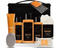 Body & Earth - Gentlemen Pack Citrus - Coffret cadeau dans une trousse de toilette - Coffret cadeau cool Bain & Corps - Cadeau d'anniversaire pour homme - Coffret Wellness pour hommes - Forfait cocooning Hommes, père, petit ami, papa, frère