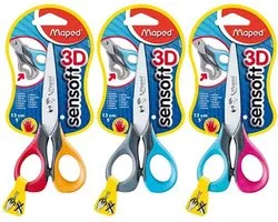 Sensoft 3D schaar 13 cm - linkshandig - zachte grepen - assorti  kleuren
