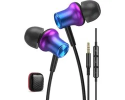 In-ear oordopjes met kabel en 3.5mm jack, magnetische headset met microfoon voor smartphones zoals A25, A05s, A14, A13, A15, A32, A22, A23, S10, S9, S8, A72, A51, Moto g54, g24 en Redmi - ideaal voor muziek en telefoongesprekken.
