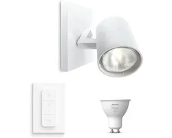 Philips Hue Runner Opbouwspot (Wit) - Warmwit Licht - Incl. Hue Dimmer Switch - Wandspot of Plafondspot met 1 Lichtpunt - GU10 - Hue White