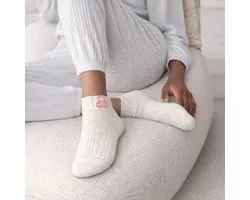 Skéépe – Witte Wollen Sokken – Chaussettes courtes - Taille 36-38 - Étiquette rose - Laine de mouton de Texel