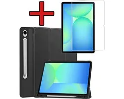 Étui pour Samsung Galaxy Tab S10 Lite, étui à rabat, coque à trois volets avec découpe, compatible avec S Pen, avec protection d'écran - Étui pour Samsung Tab S10 Lite, Bookcase - Zwart