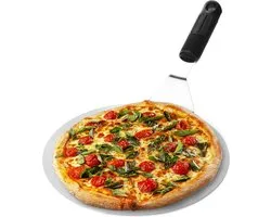 Stainless Steel Pizza Peel - Pizza Lifter - Round Pizza Slide - Pizza Spatula - Pizza (Silver/Black - Round)