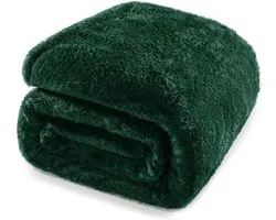 Cuddly Fluffy Fleece Blanket 220 x 240 cm - Dark Green