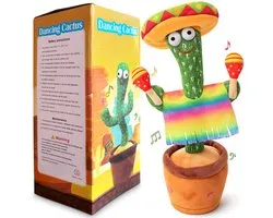 Bailanta® Dansende Cactus - Pratende Cactus - Kinder Speelgoed - Interactieve Knuffel - Nederlandse Handleiding - Pratende Knuffel – Cactus Speelgoed – USB Opladen – Geeft Licht – Met Mexicaanse Outfit – 120 Liedjes - Zingende Cactus - Perfect Cadeau