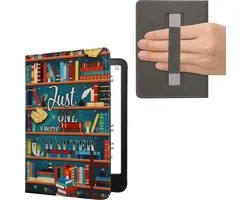 Étui pour liseuse kwmobile adapté à Amazon Kindle Paperwhite (12. Gen 2024)/Kindle Colorsoft cover - Étui à rabat pour lecteur E avec fermeture magnétique - Couverture Ereader - design de bibliothèque en multicolore