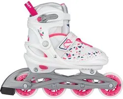 Patins à roues alignées Nijdam Ajustables - Blanc Wedge - Blanc / Gris Argent / Fuchsia / Marine - 29-32